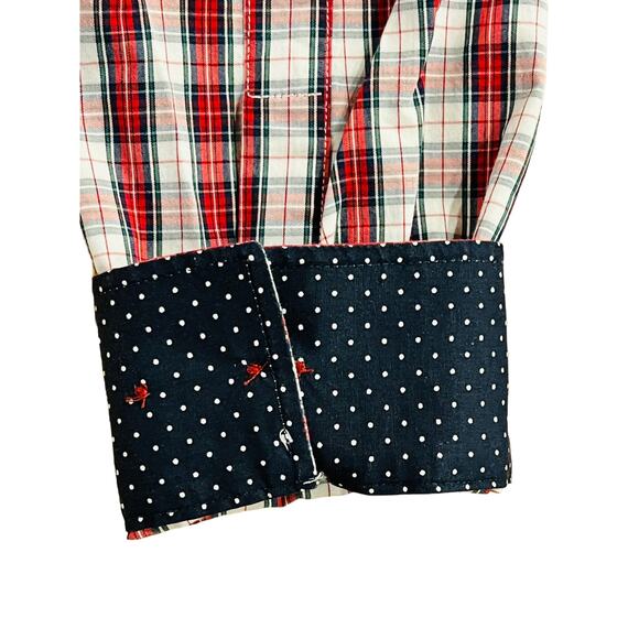 Nick Graham Everywhere Stretch Modern Fit Red,White Plaid Polka Dot Flip Cuff XL - Picture 4 of 8